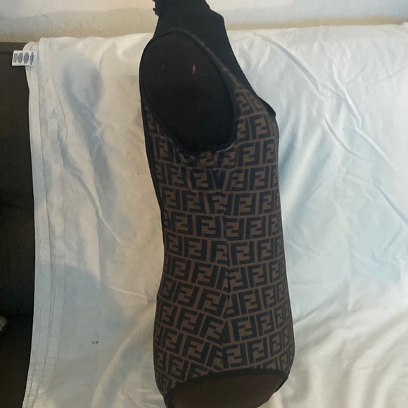 Fendi Black and Brown One Piece Authentic Swimsuit L - Picture 3 of 5